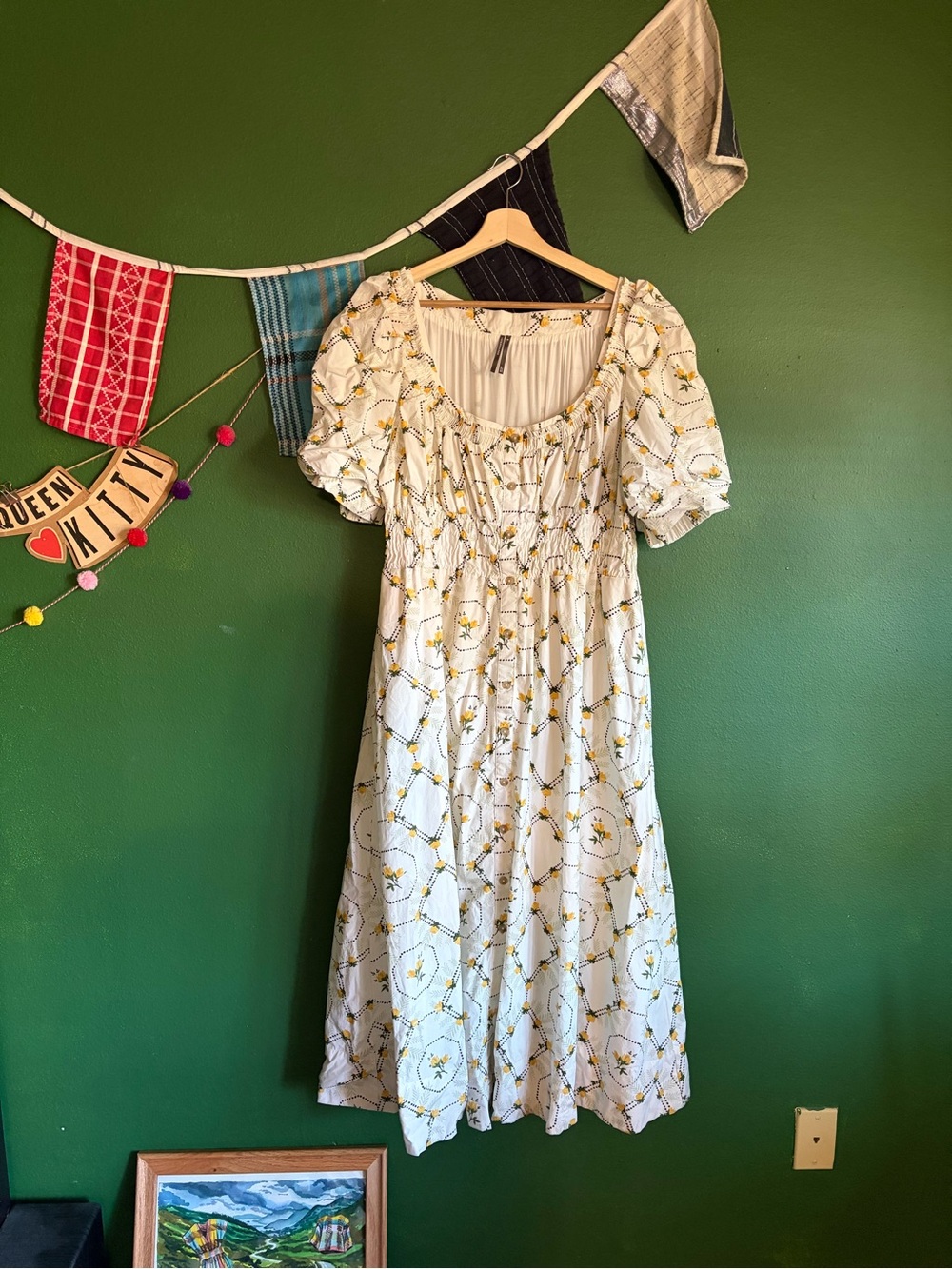 Anthropologie Short-Sleeve High-Low Midi Dress XL